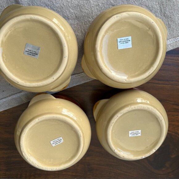 4 Ceramic Individual Pots Crocks Oven Baking Casserole Bean Onion Soup Taiwan - Picture 13 of 15
